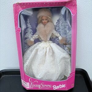 1998 MATTEL Winter Evening Barbie Doll NEW IN BOX # 19218 DAMAGED BOX Blonde